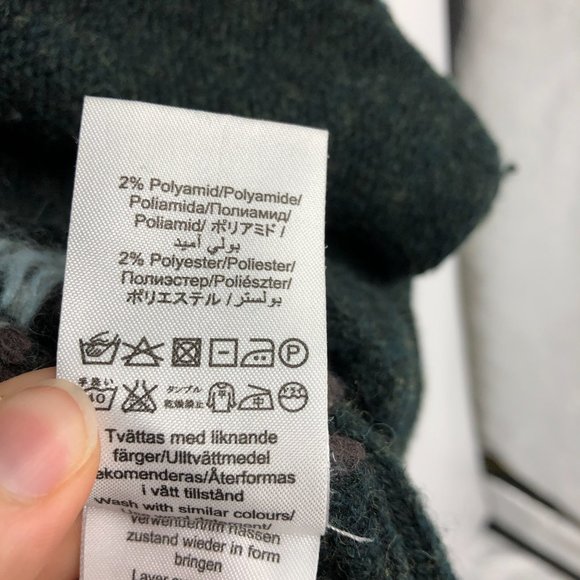 Peak Performance Blue Grey Multicolor Argyle Sweater Cardigan waist tie size M - Picture 10 of 16